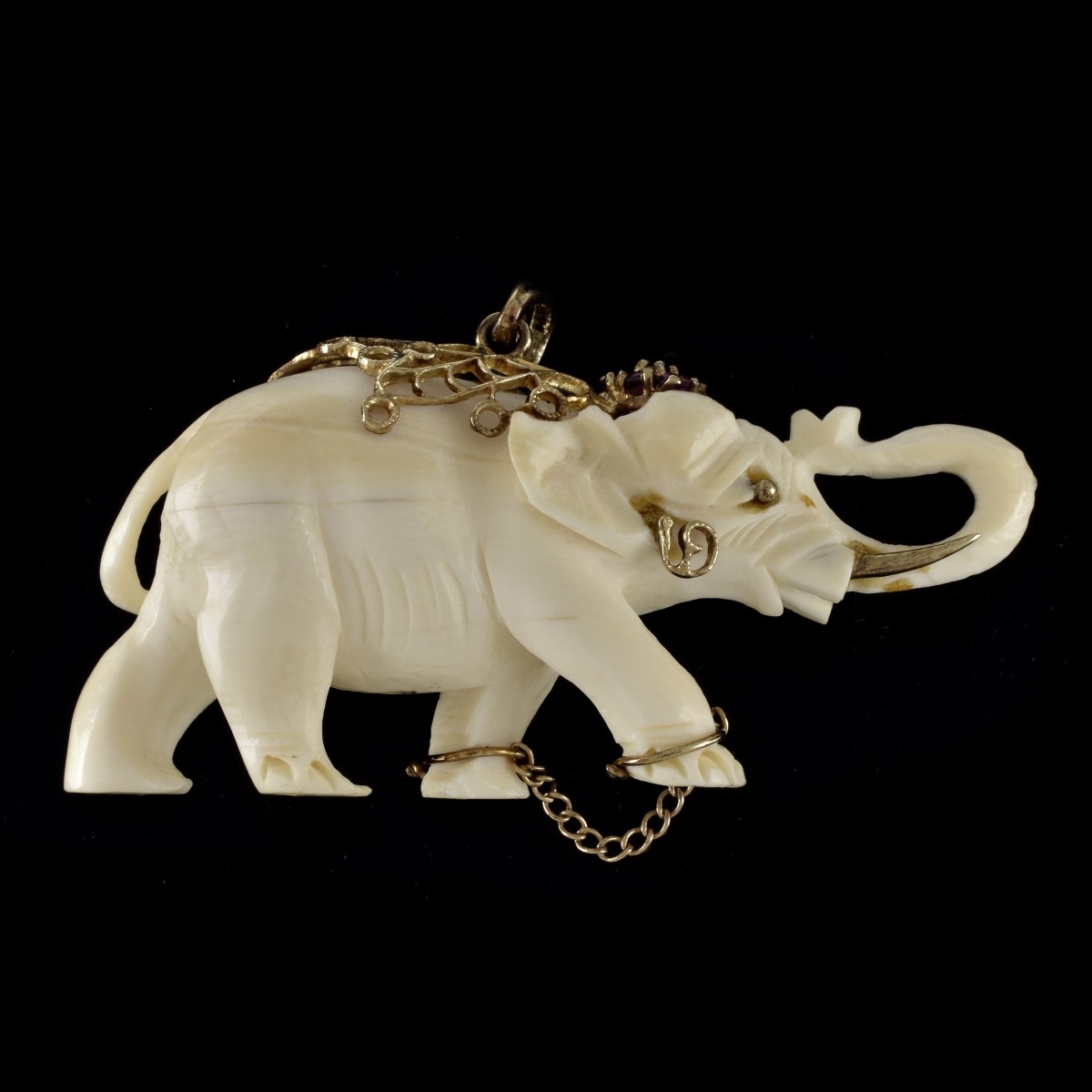 Gemstone and 14K Elephant