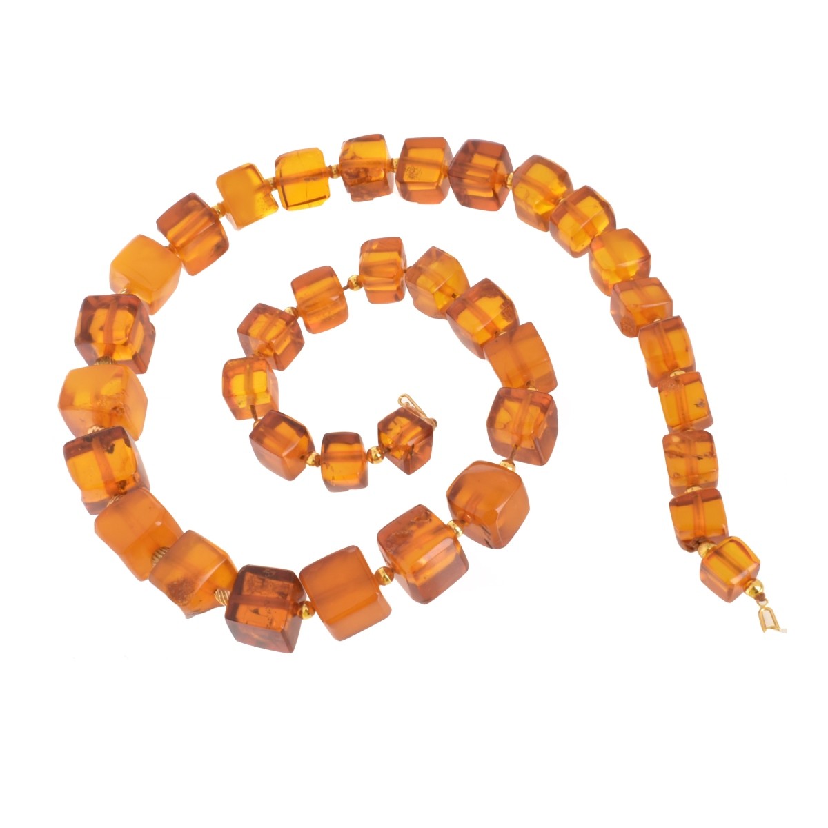 Vintage Amber and Gold Beaded Necklace