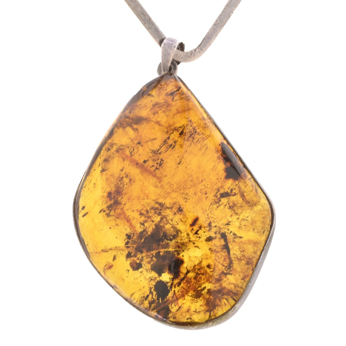 Vintage Sterling Necklace with Amber Pendant