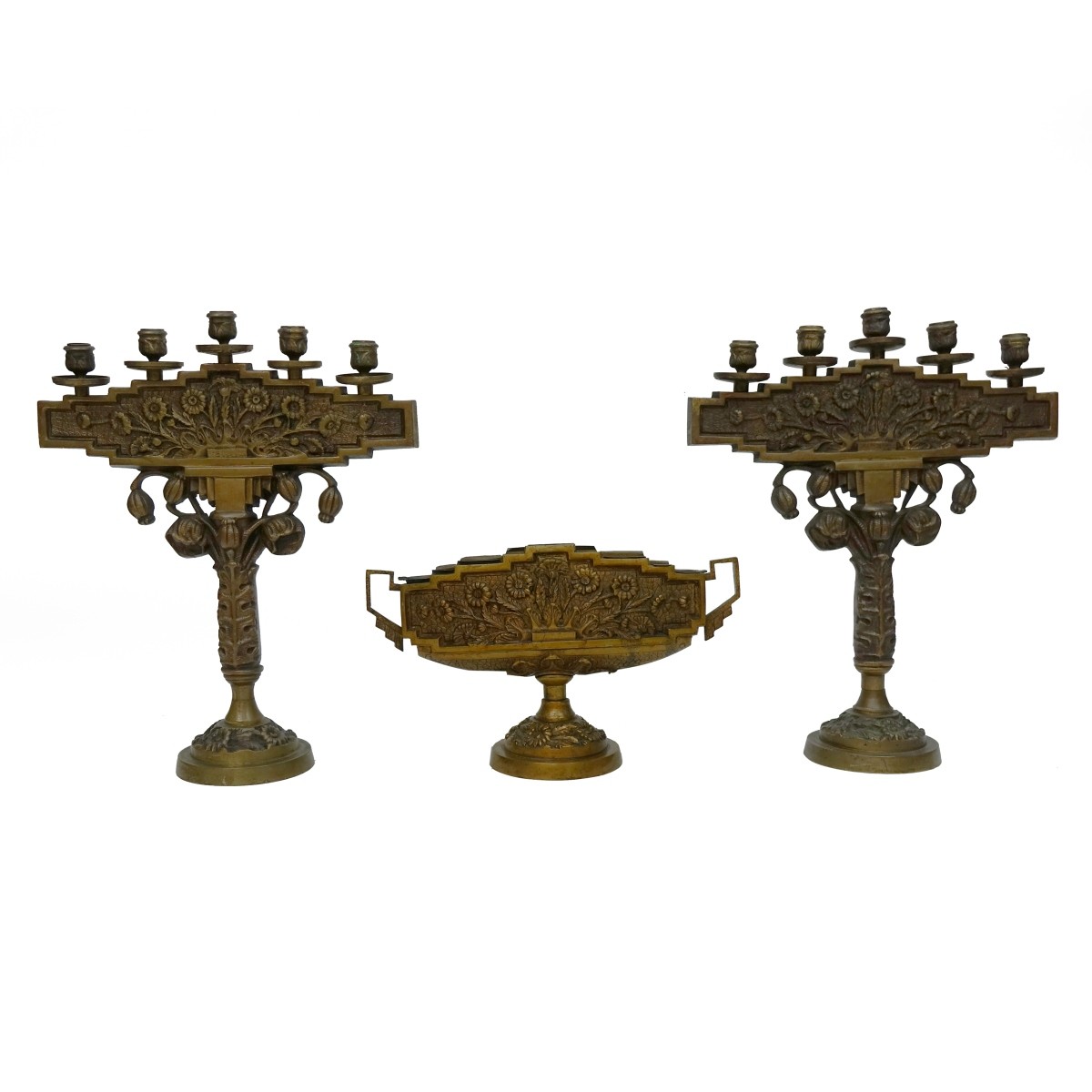 Antique Three Piece Altar Set