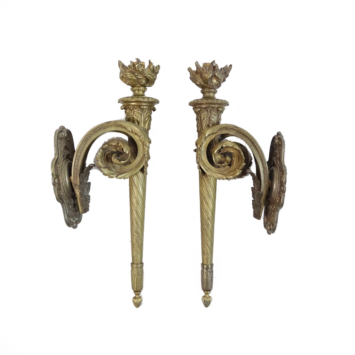 Pair of 19th C. Gilt Bronze Sconces