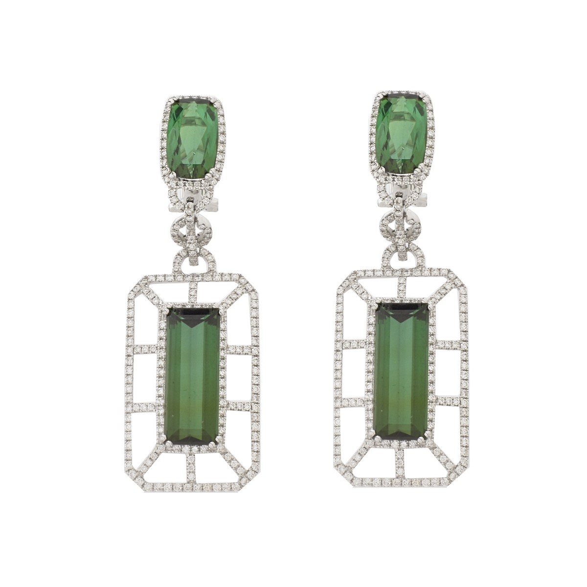 Tourmaline, Diamond and 18K Earrings