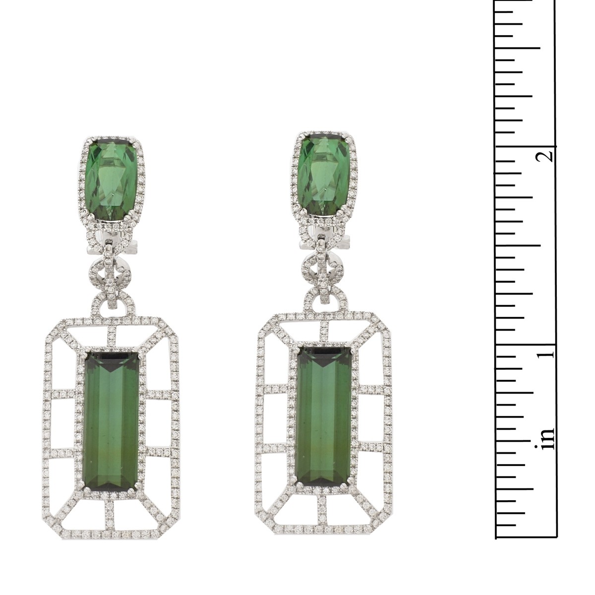 Tourmaline, Diamond and 18K Earrings