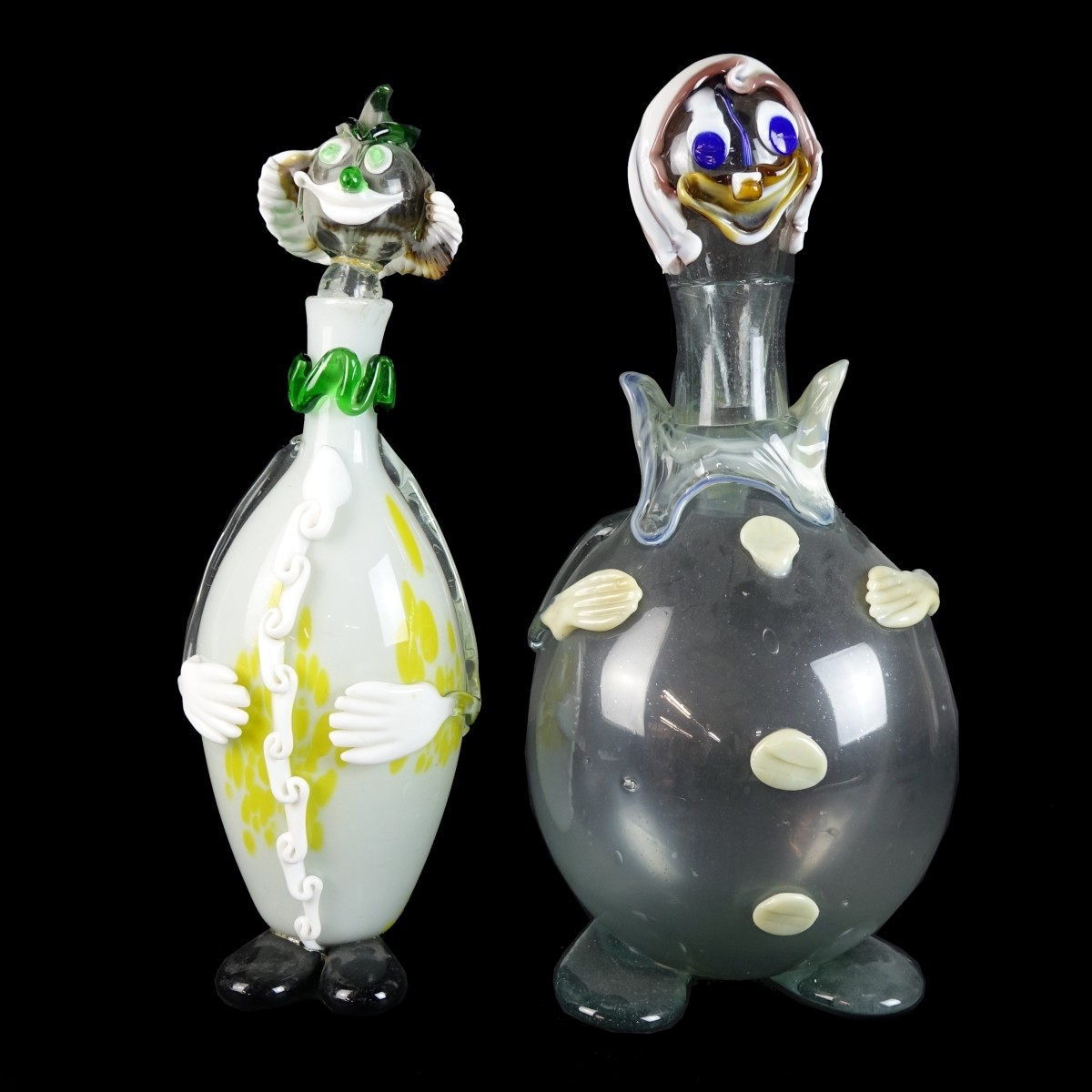 Two (2) Large Murano Art Glass Clown Figurines