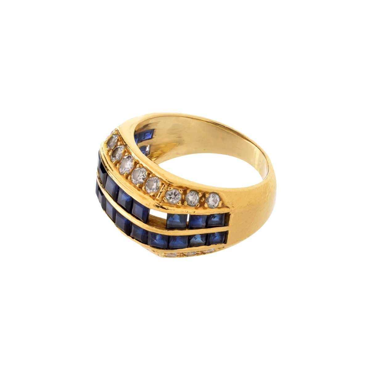 Sapphire, Diamond and 18K Ring