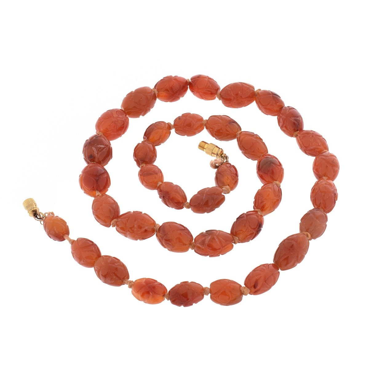 Chinese Carnelian Agate Beaded Necklace