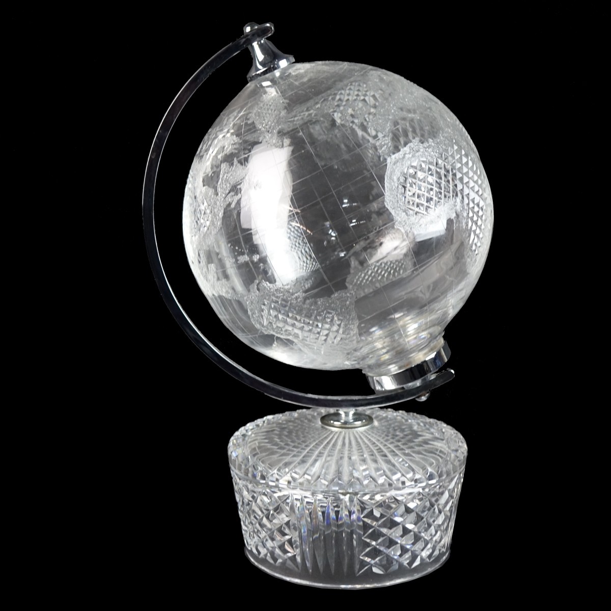 Large Waterford Cut Crystal World Globe