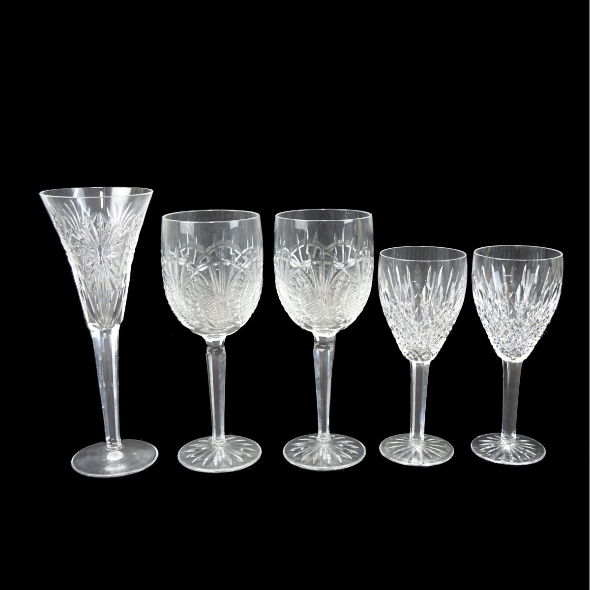 Five (5) Vintage Assorted Waterford Glasses