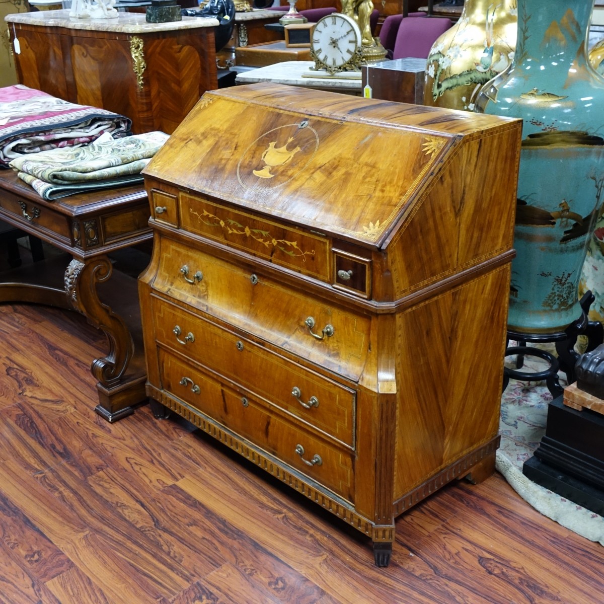 Antique Continental Drop Front Secretaire Desk