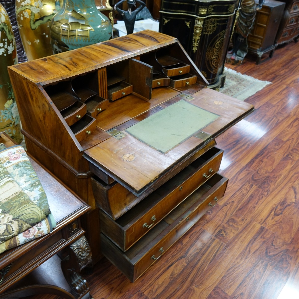 Antique Continental Drop Front Secretaire Desk