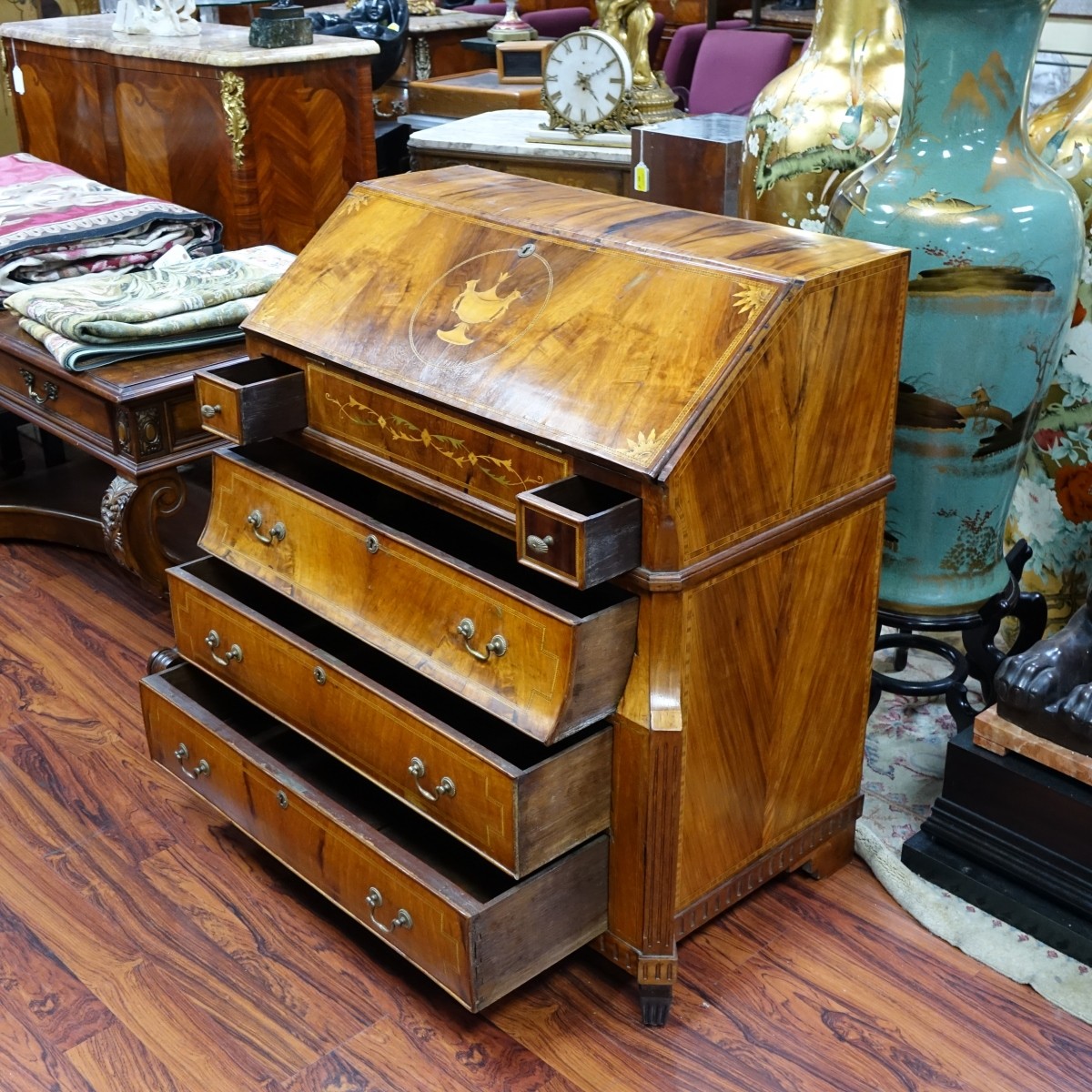 Antique Continental Drop Front Secretaire Desk