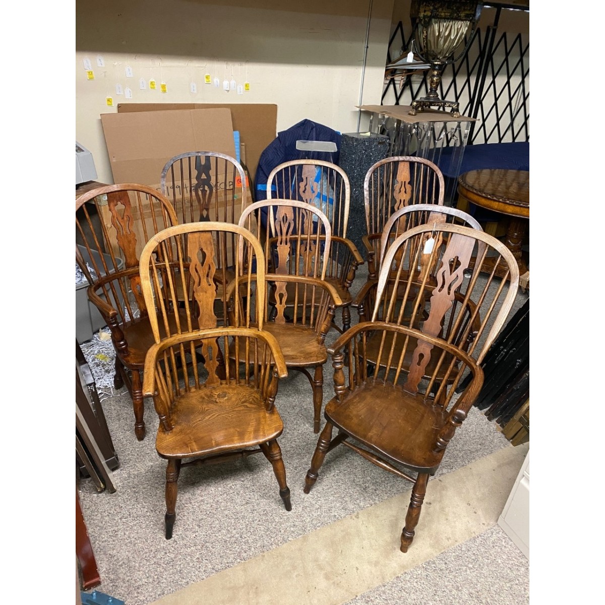 Eight (8) Antique Windsor Armchairs