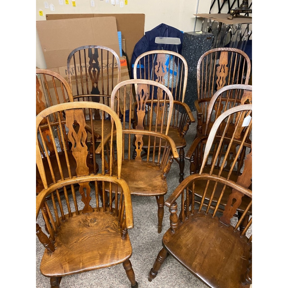 Eight (8) Antique Windsor Armchairs