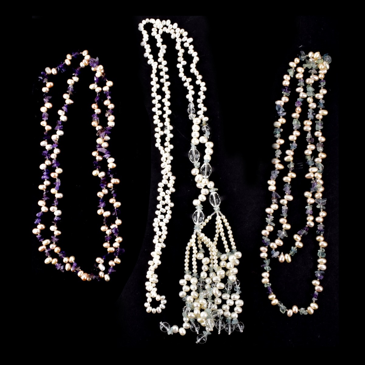 Three Pearl and Gemstone Necklaces