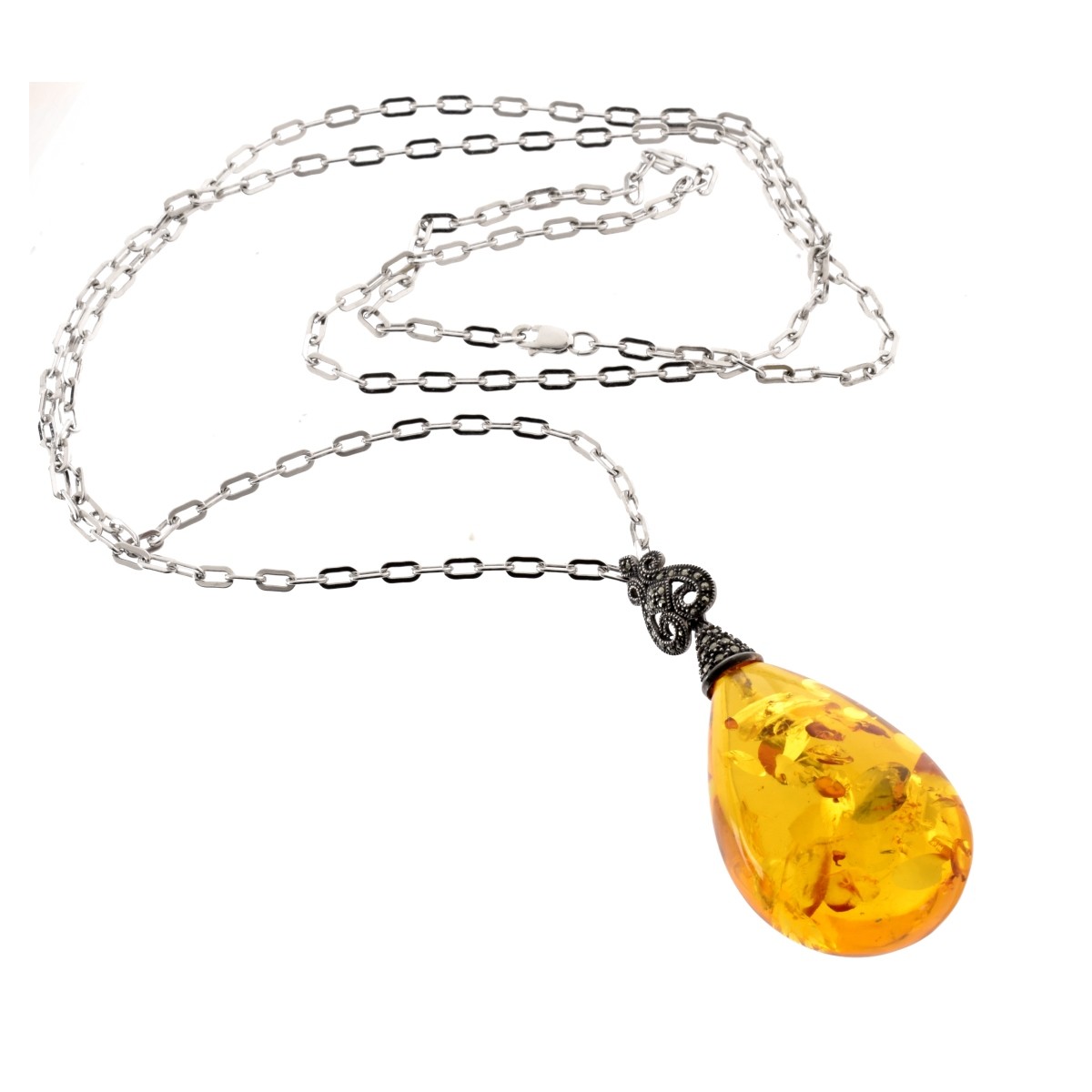 Amber and Sterling Necklace