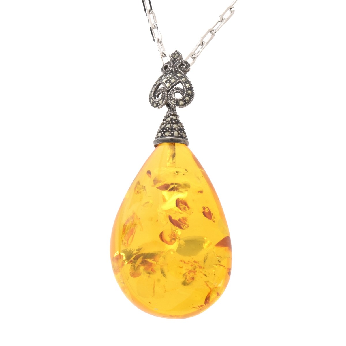 Amber and Sterling Necklace