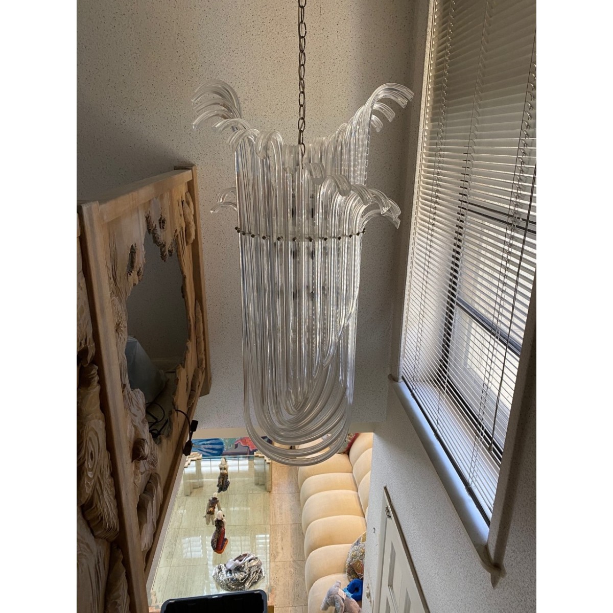 Mid Century Acrylic Drop Geometric Chandelier