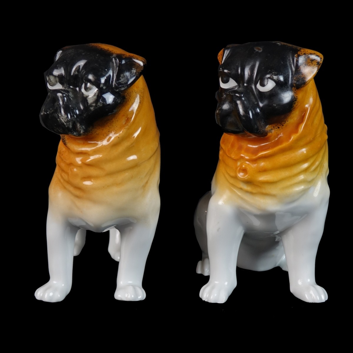 Two (2) Vintage German Pug Figures