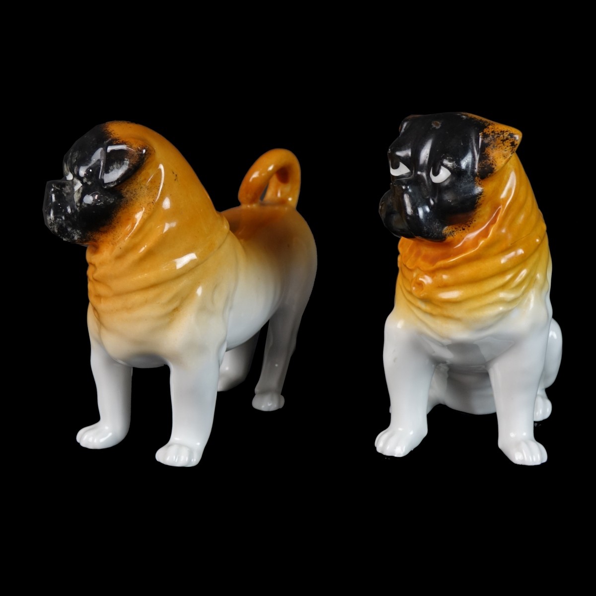 Two (2) Vintage German Pug Figures