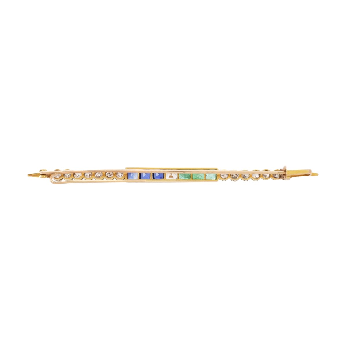 Diamond, Gemstone and 18K Bar Pin