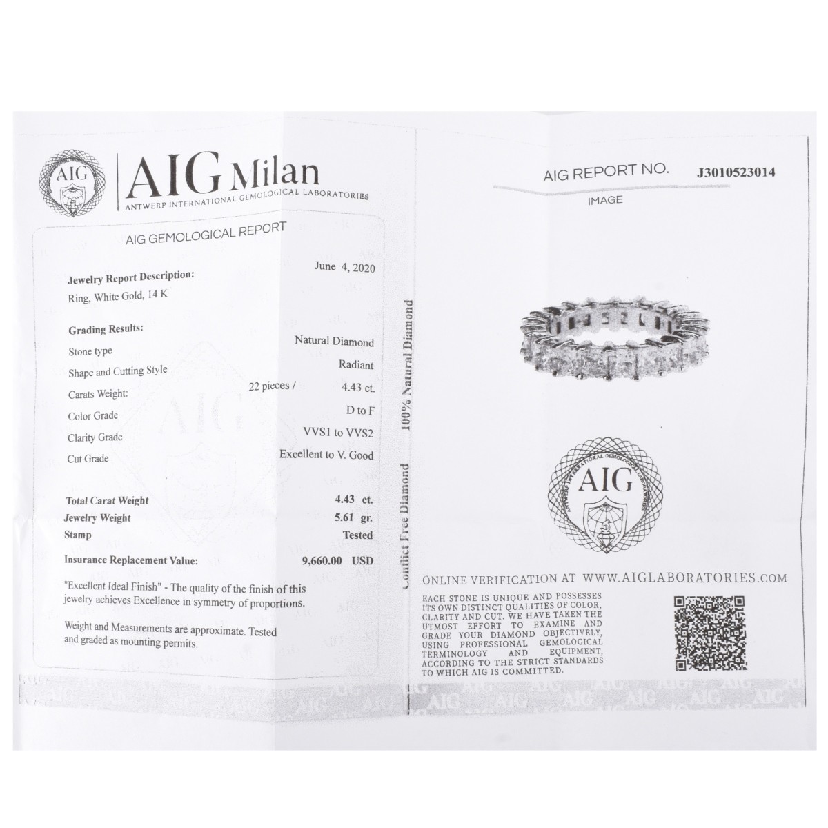 AIG Diamond and 14K Eternity Band