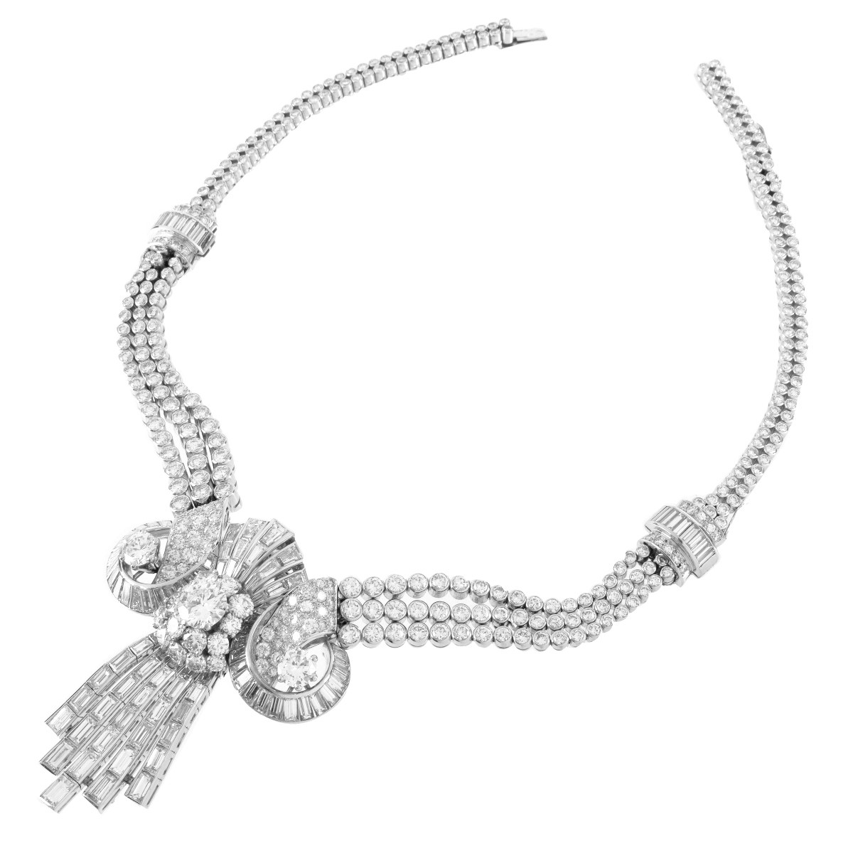 Retro Diamond and Platinum Necklace