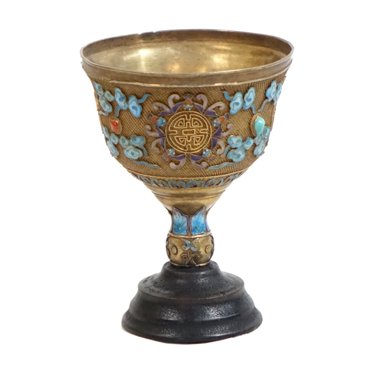 Antique Chinese Silver Enamel Chalice