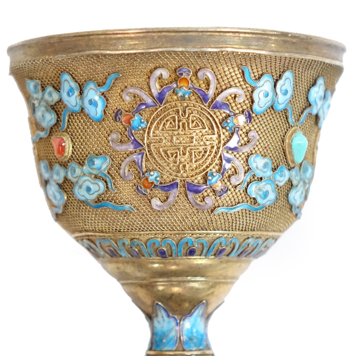 Antique Chinese Silver Enamel Chalice
