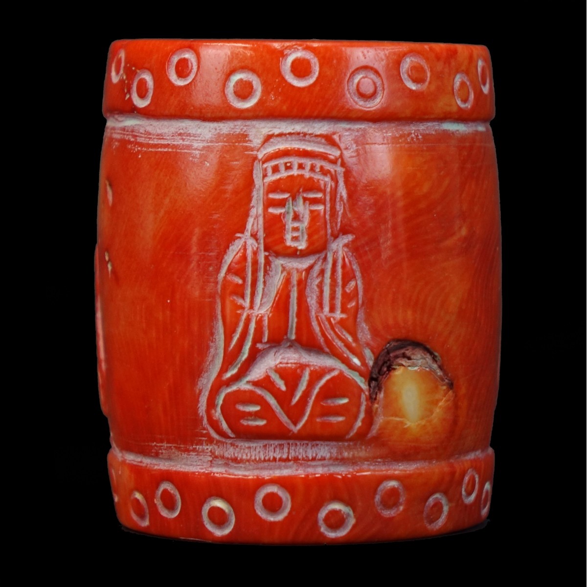 Chinese Coral Barrel Bead