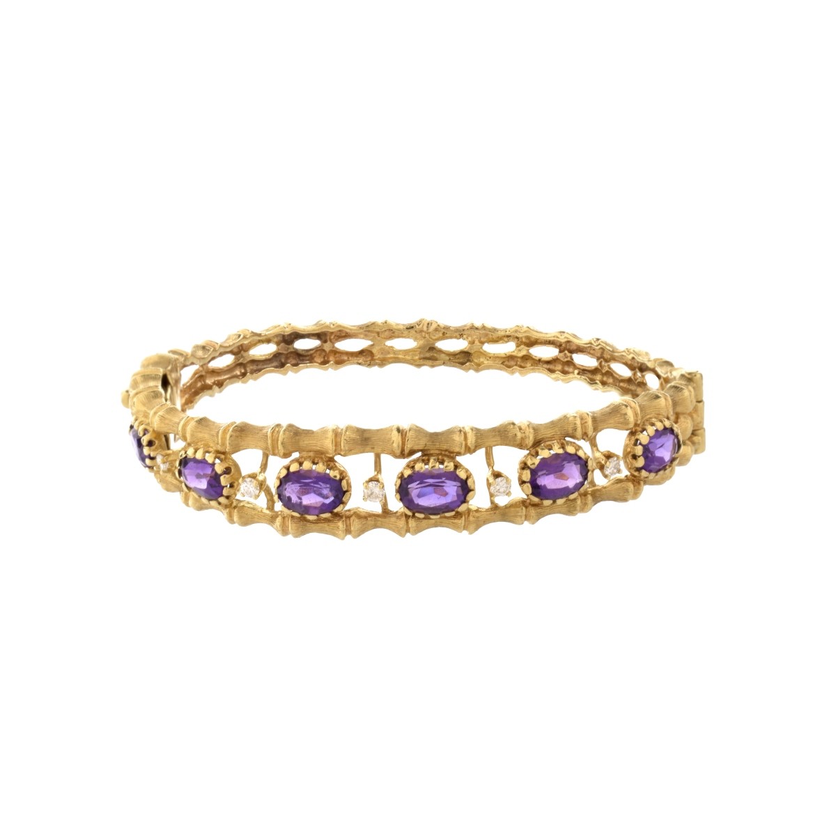 Amethyst, Diamond and 14K Bangle