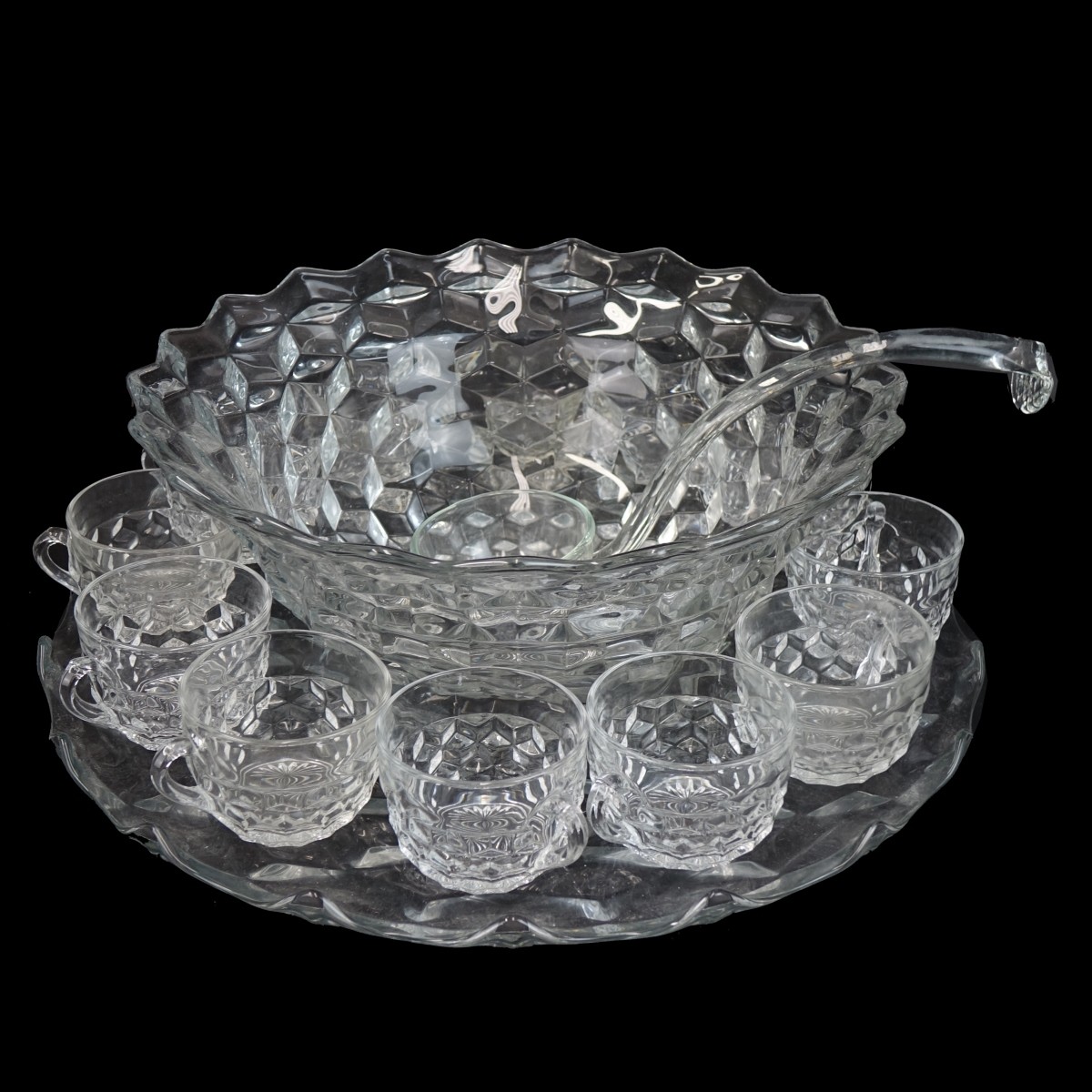 Vintage Glass Punch Bowl Set