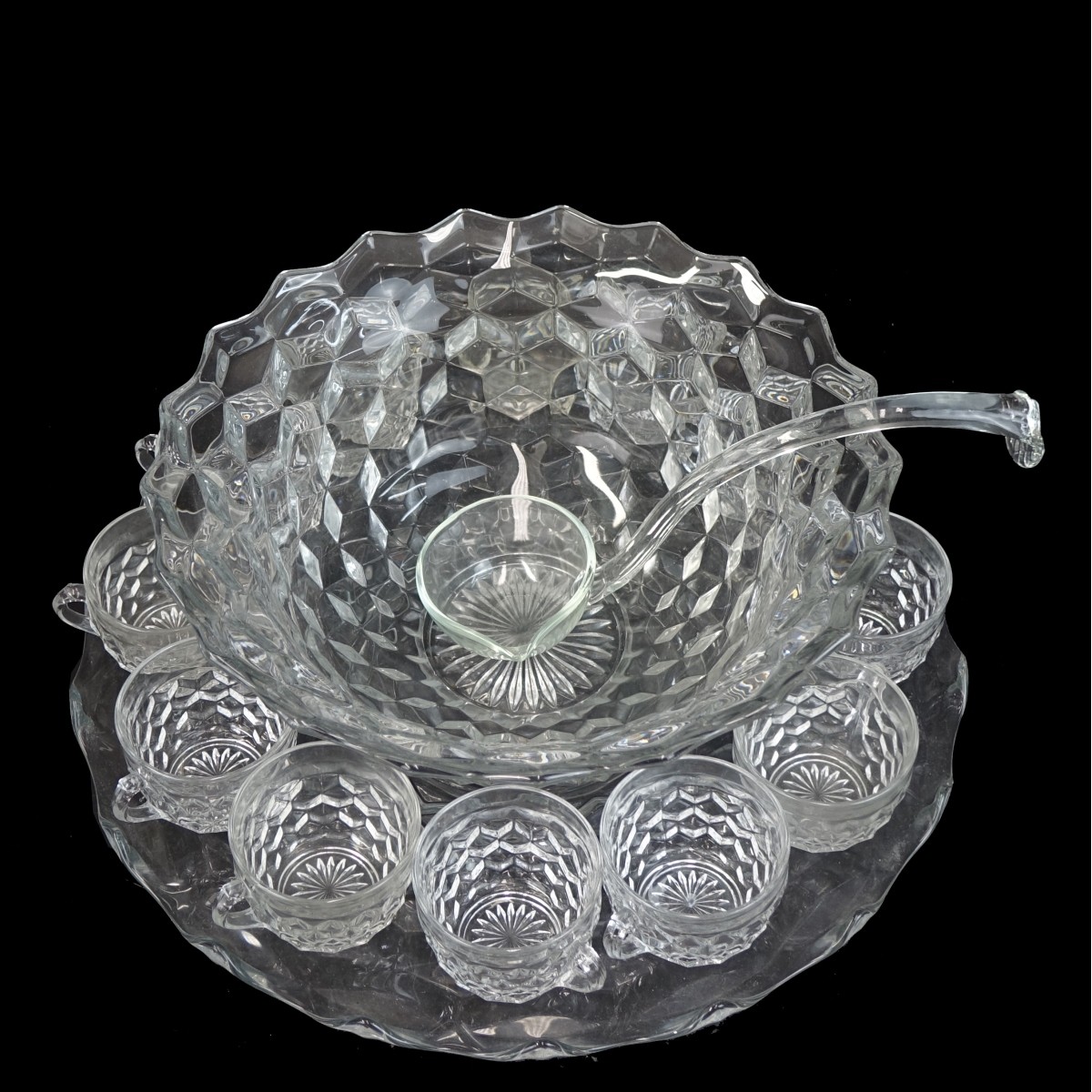 Vintage Glass Punch Bowl Set