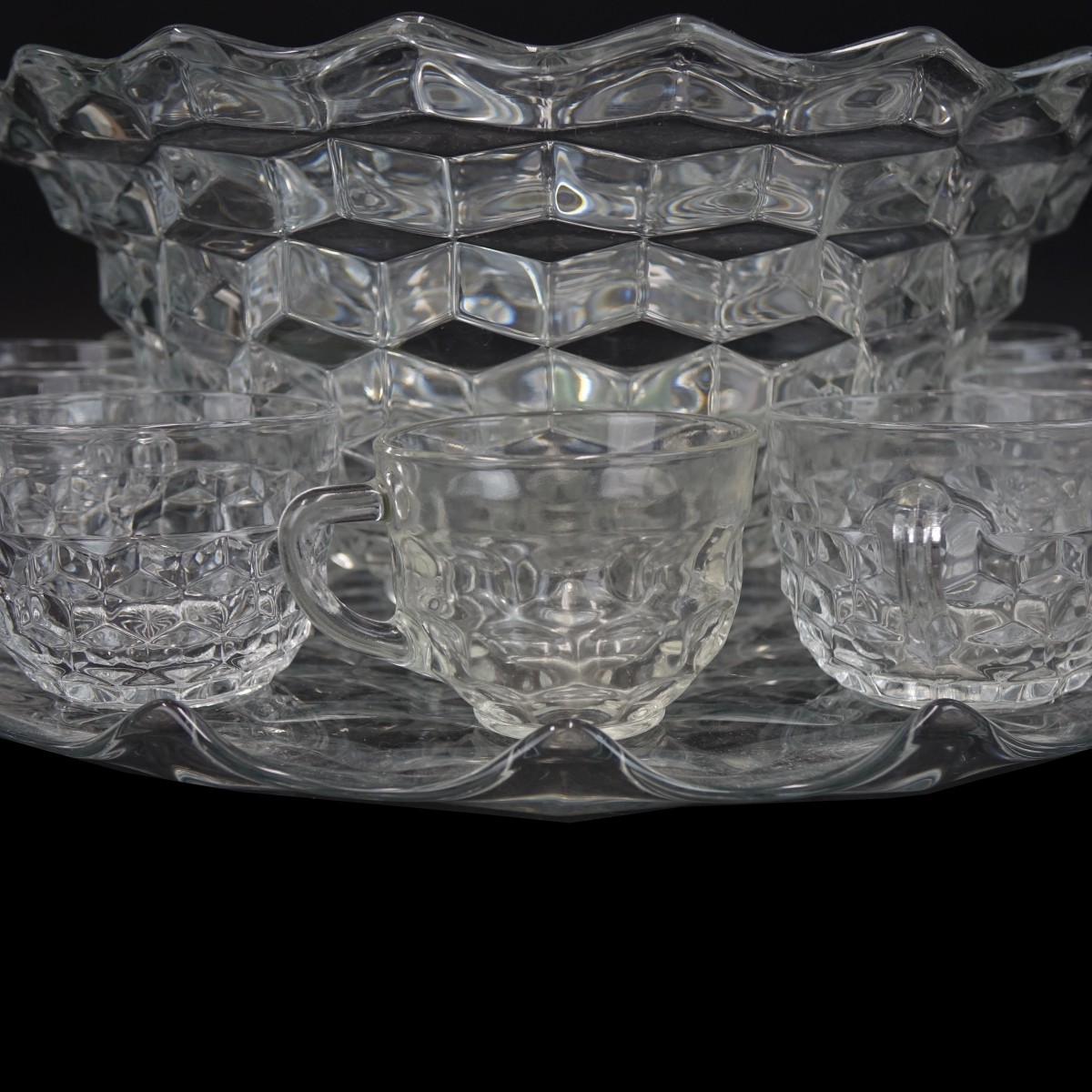 Vintage Glass Punch Bowl Set