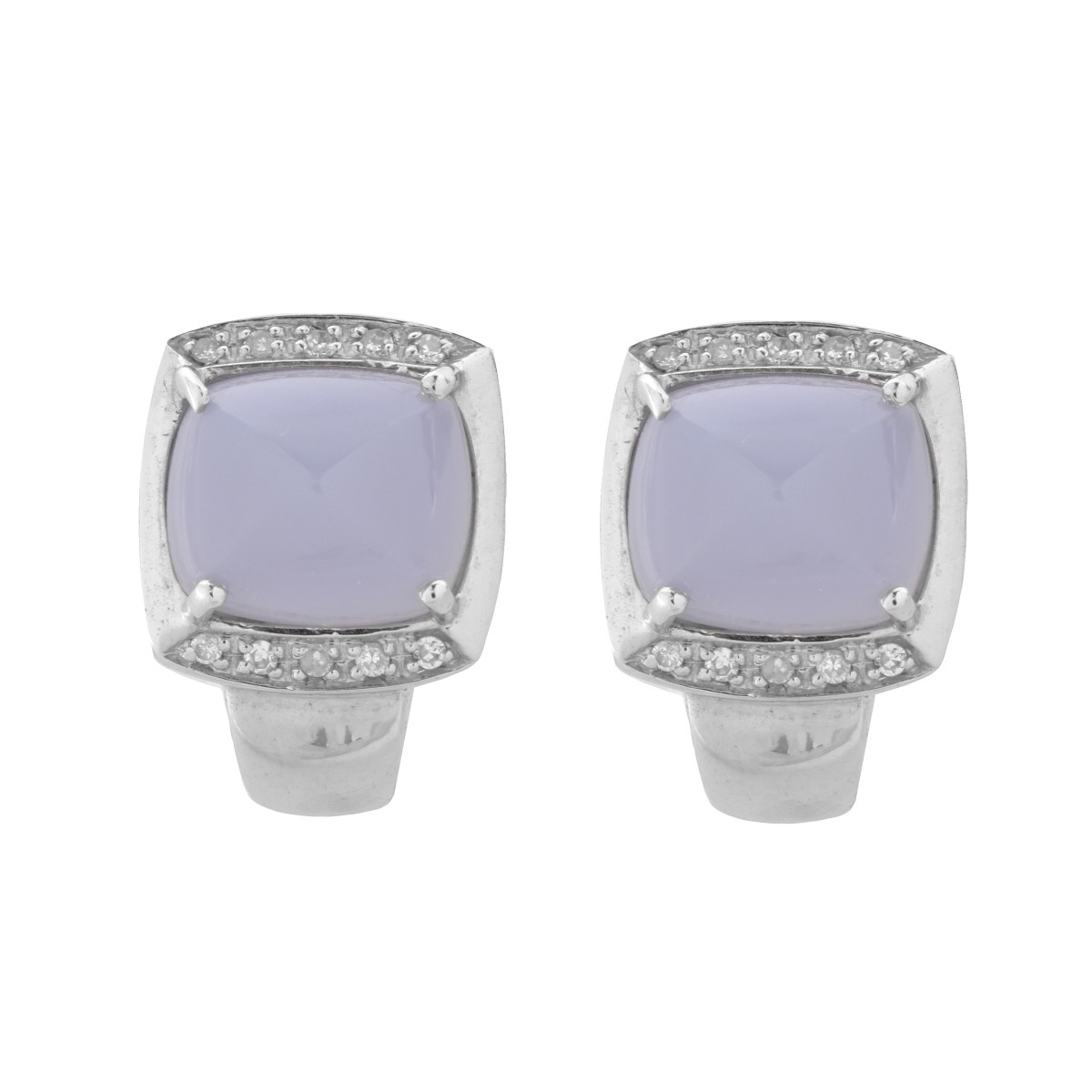 Chalcedony, Diamond and 14K Earrings