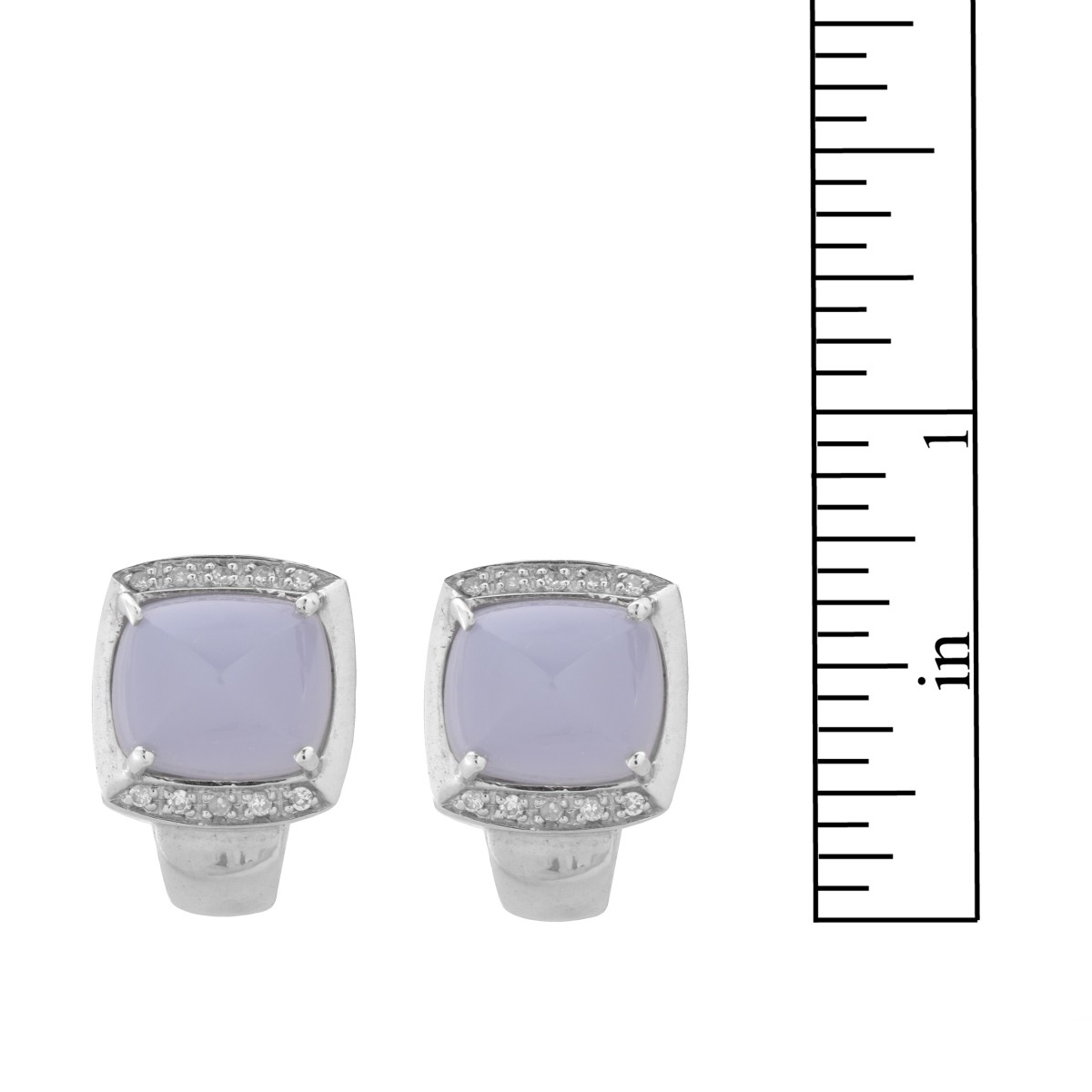 Chalcedony, Diamond and 14K Earrings