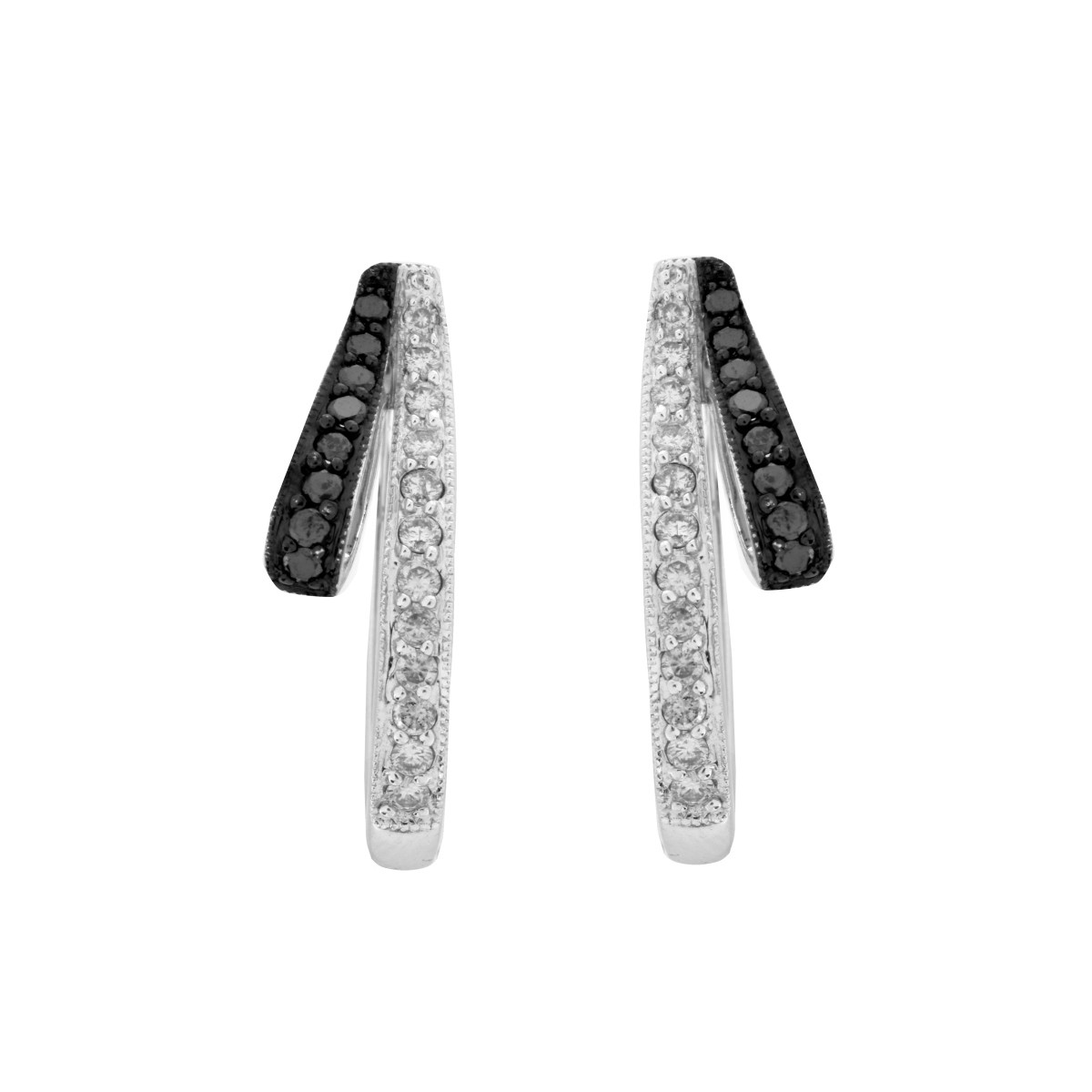 Diamond and 14K Hoop Earrings