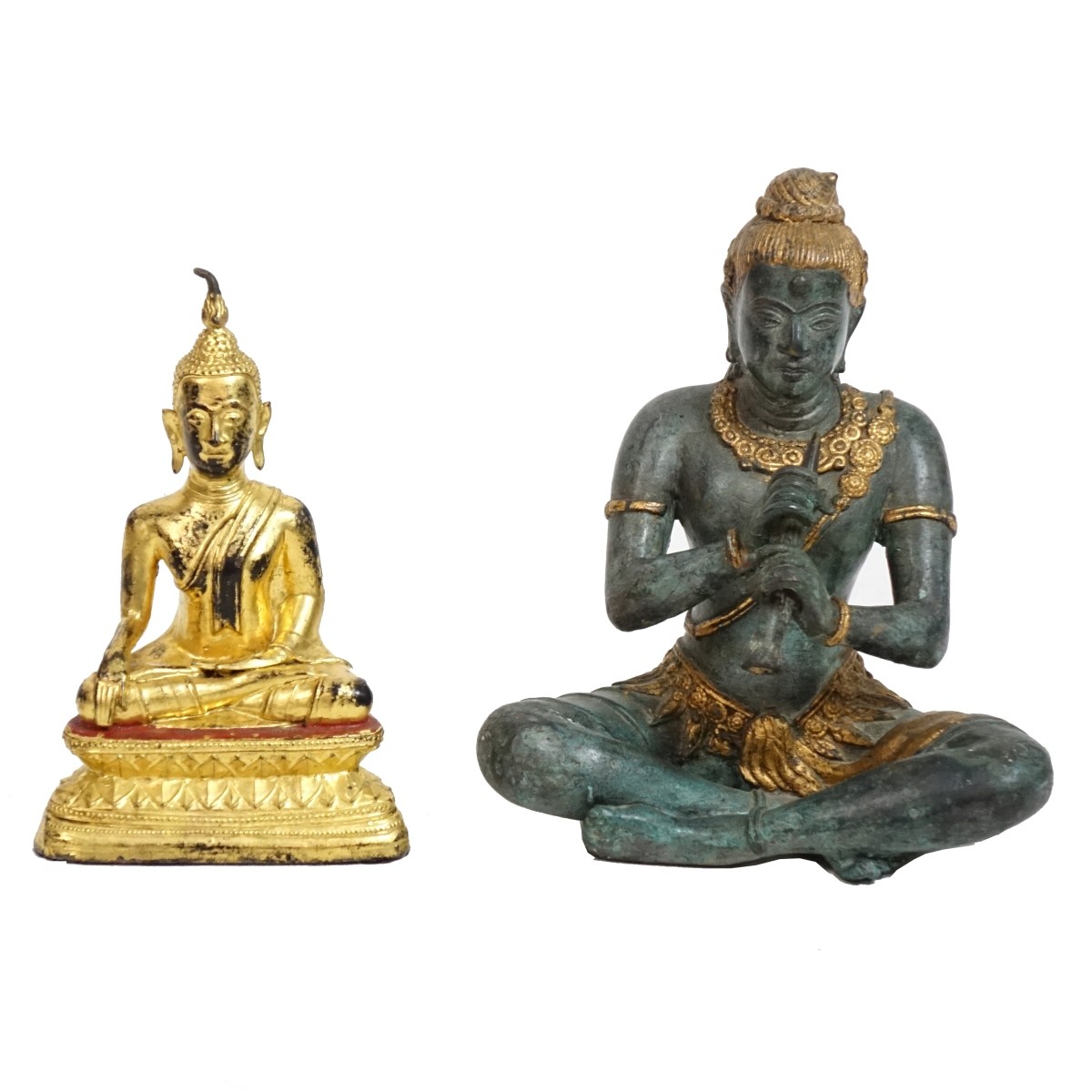 Two (2) Vintage Thai Bronze Seated Figures