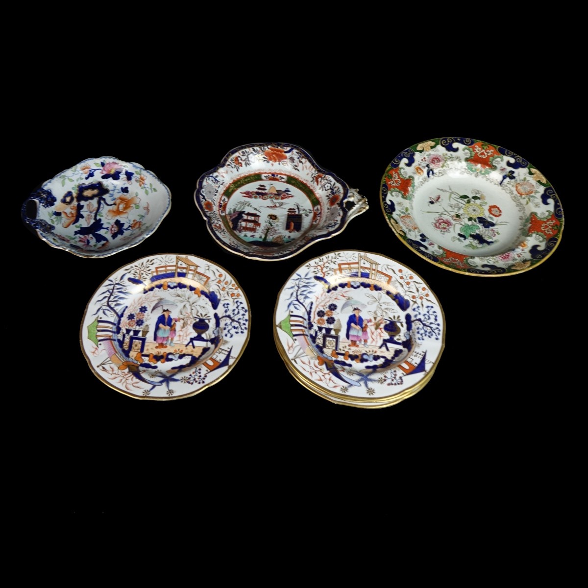 (7) Vintage/Antique English Imari Tableware