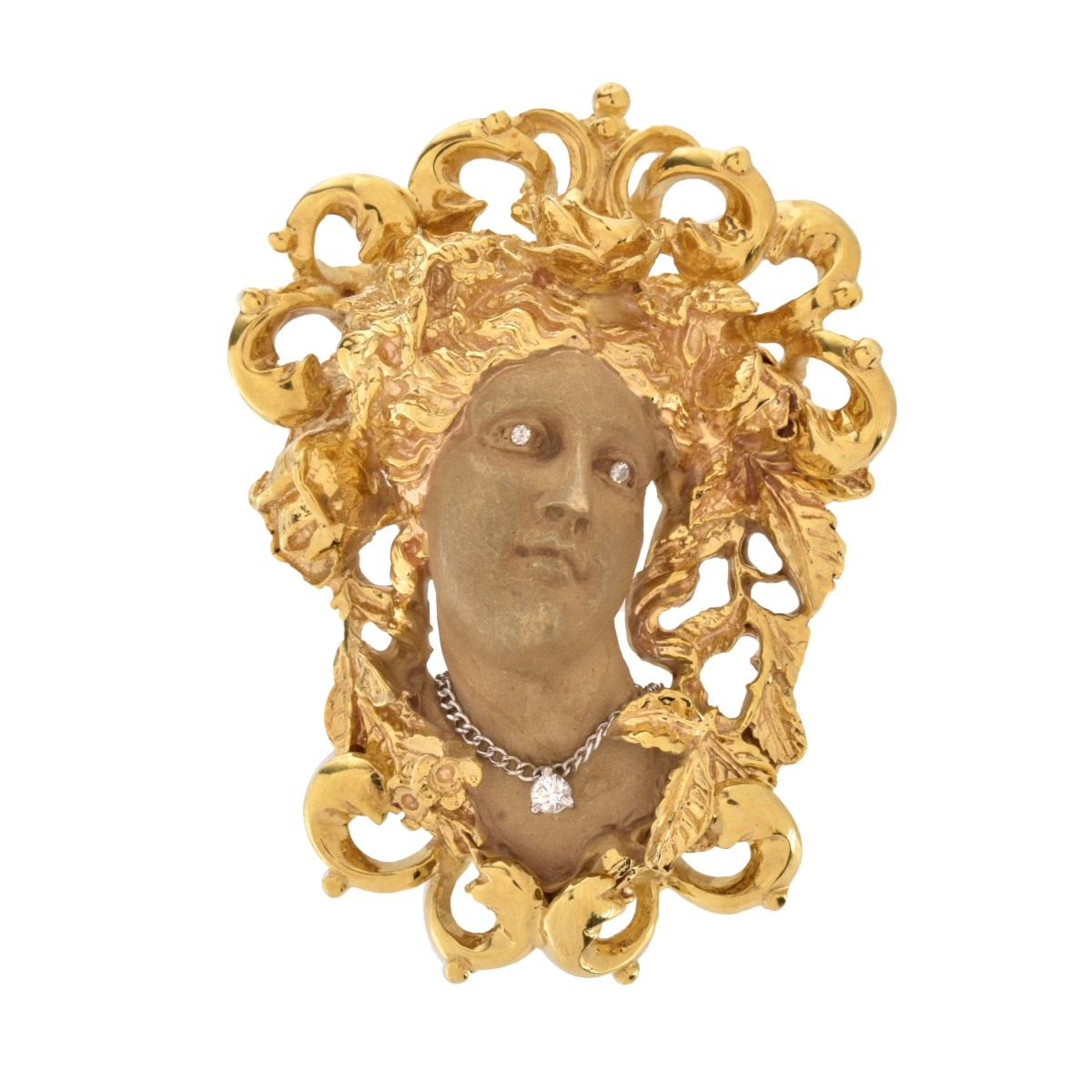 Heavy 14K Cameo Brooch