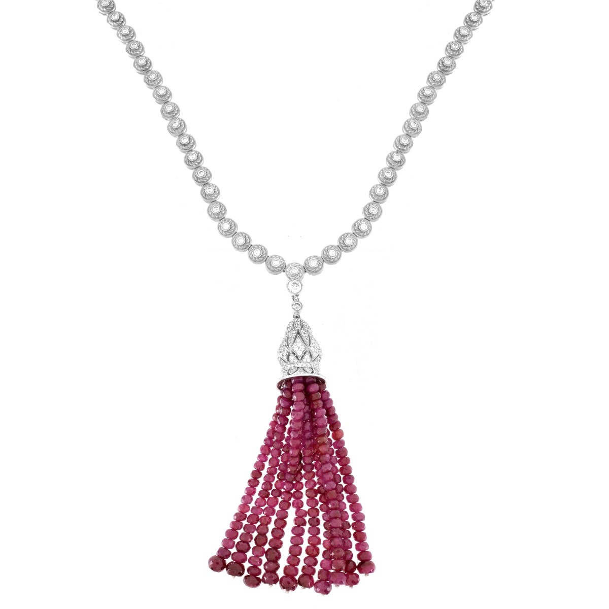 Ruby, Diamond, Platinum and 18K Pendant Necklace