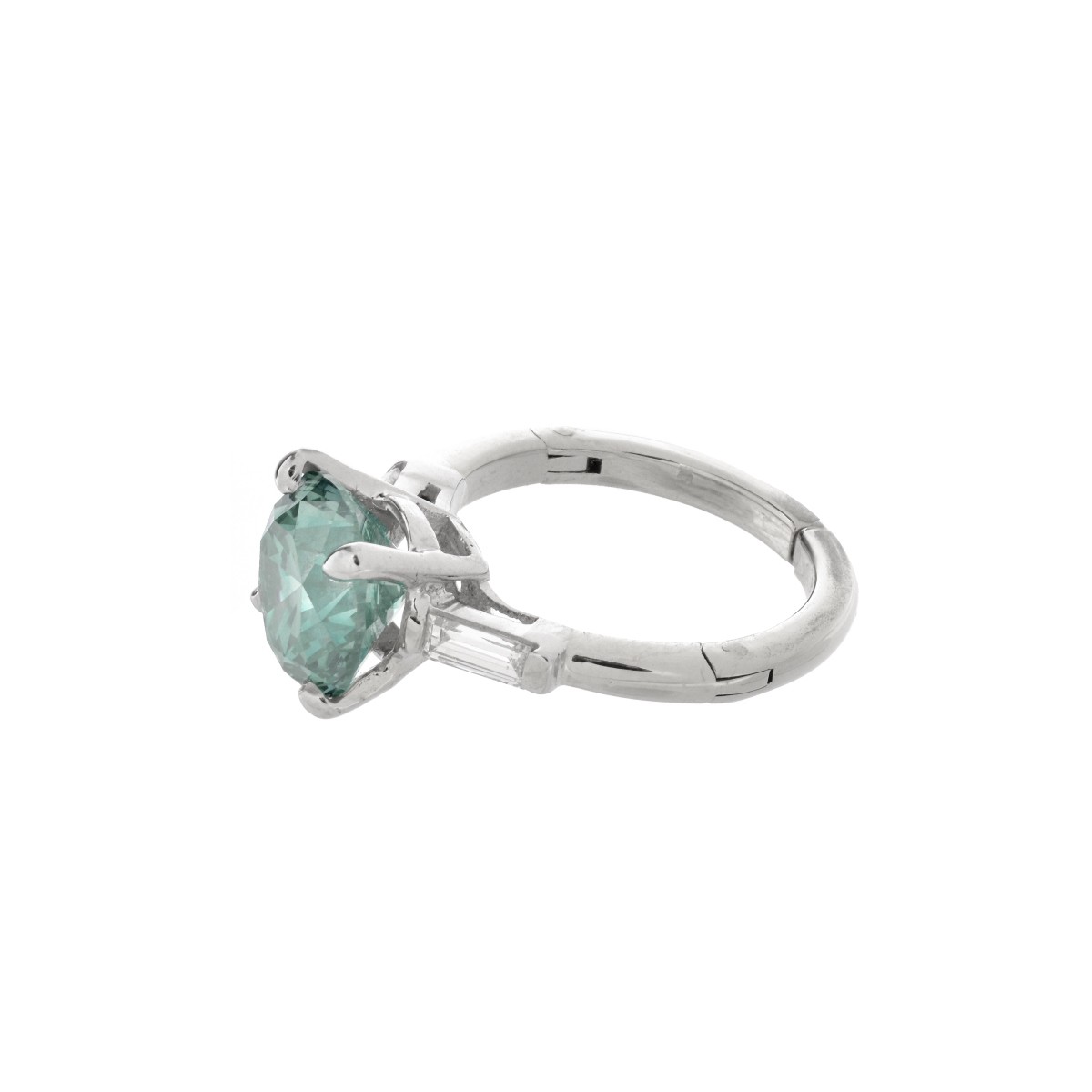 Greenish Blue Diamond Engagement Ring