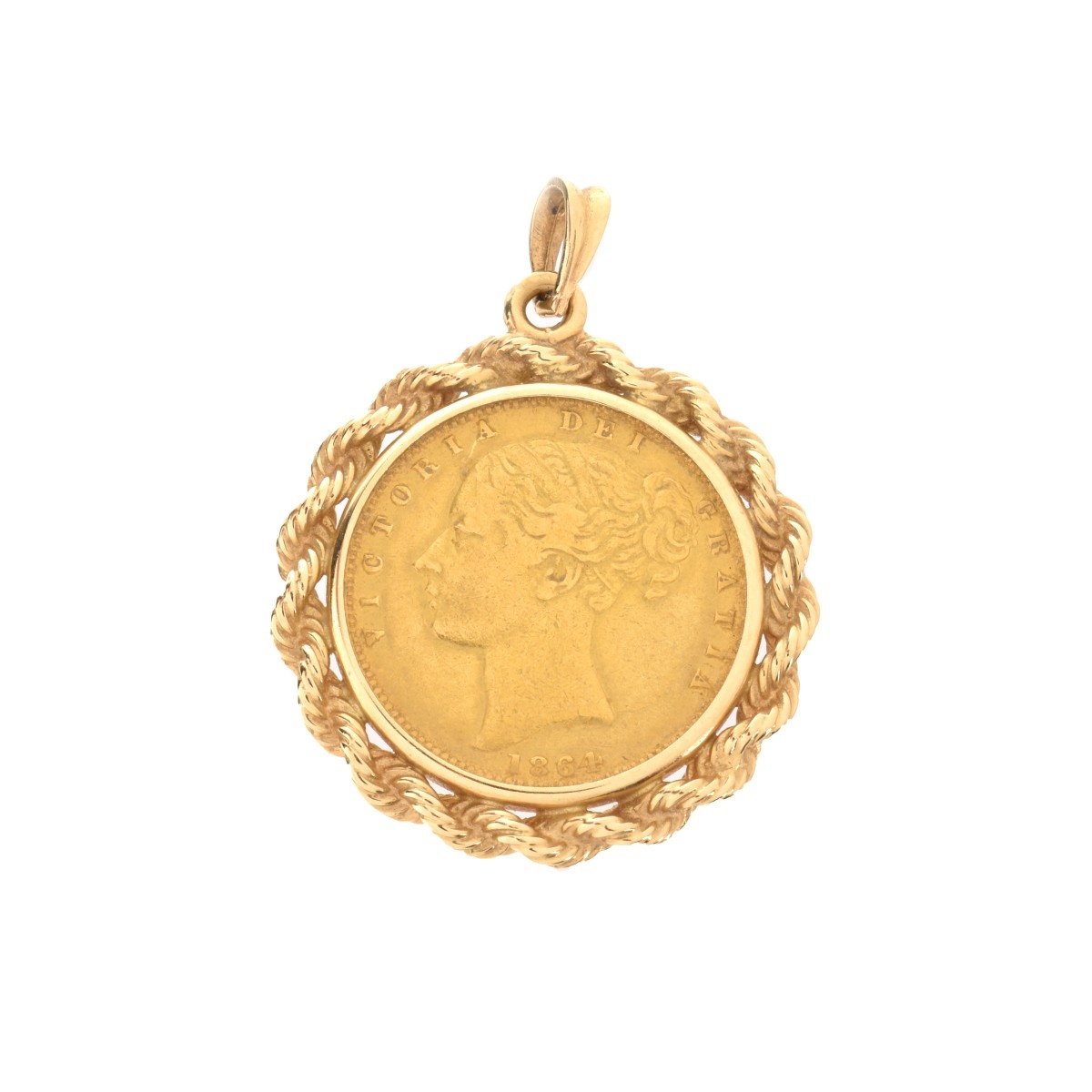1864 Gold Sovereign Pendant