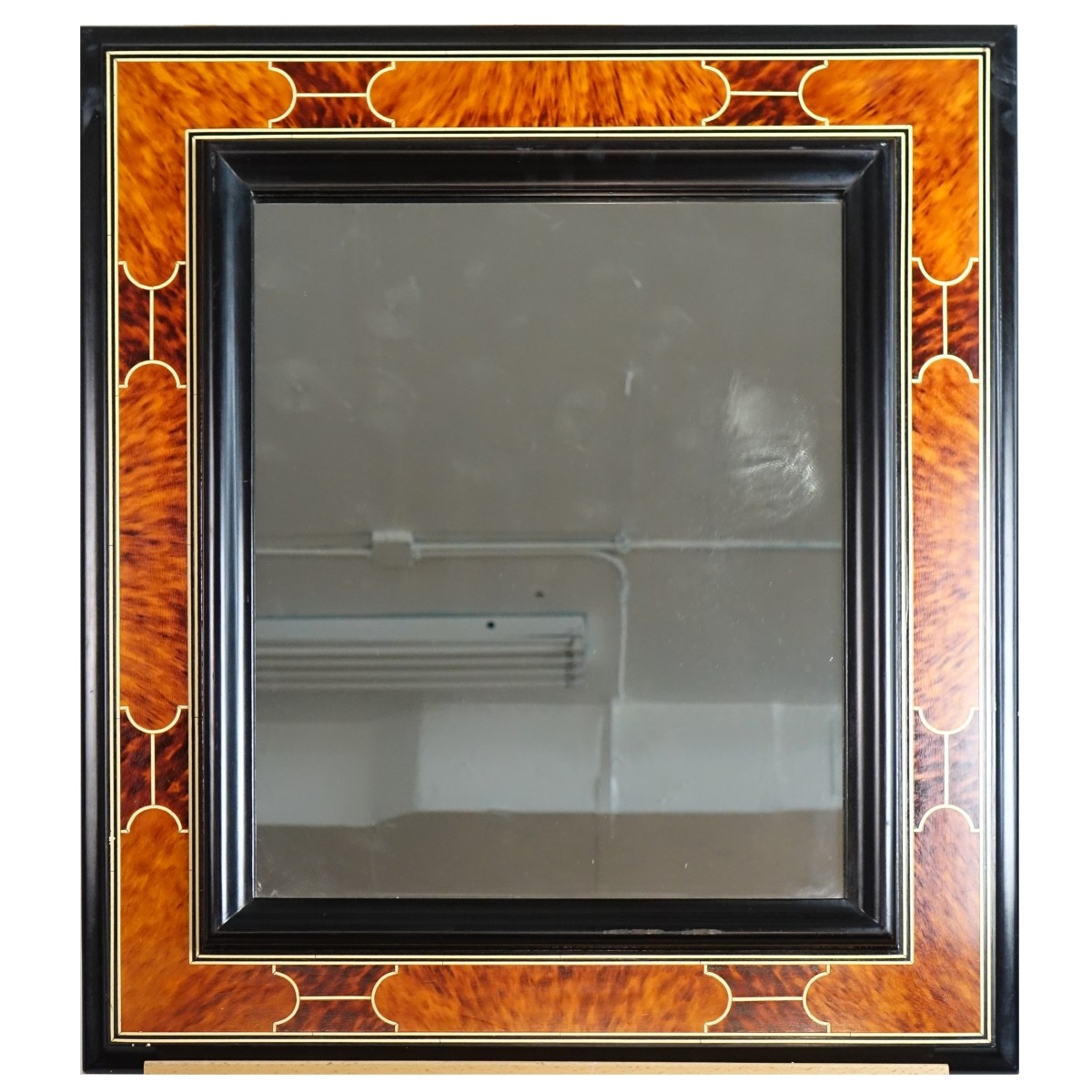 Modern Burlwood and Inlaid Mirror