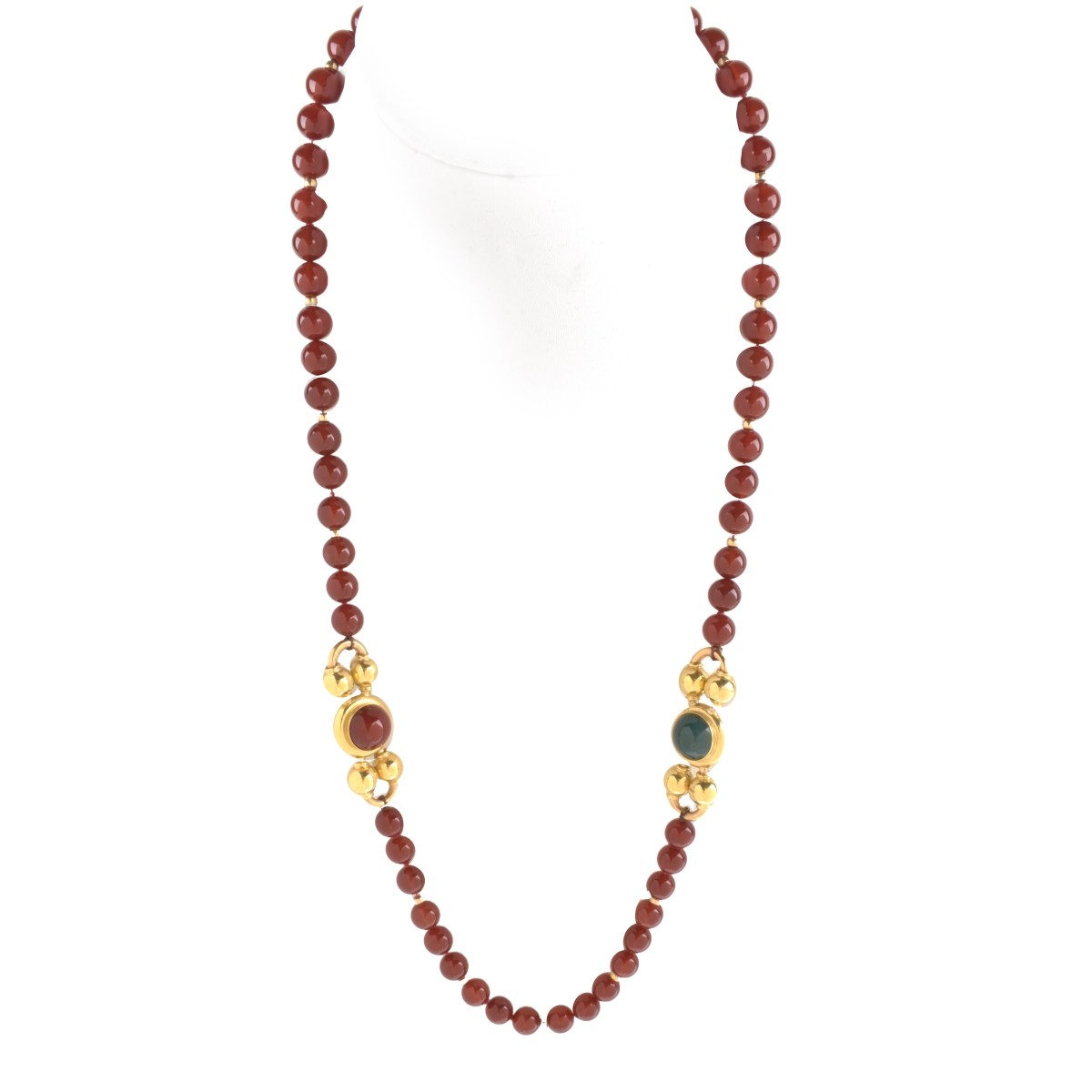 Carnelian, Chrysoprase and 18K Necklace