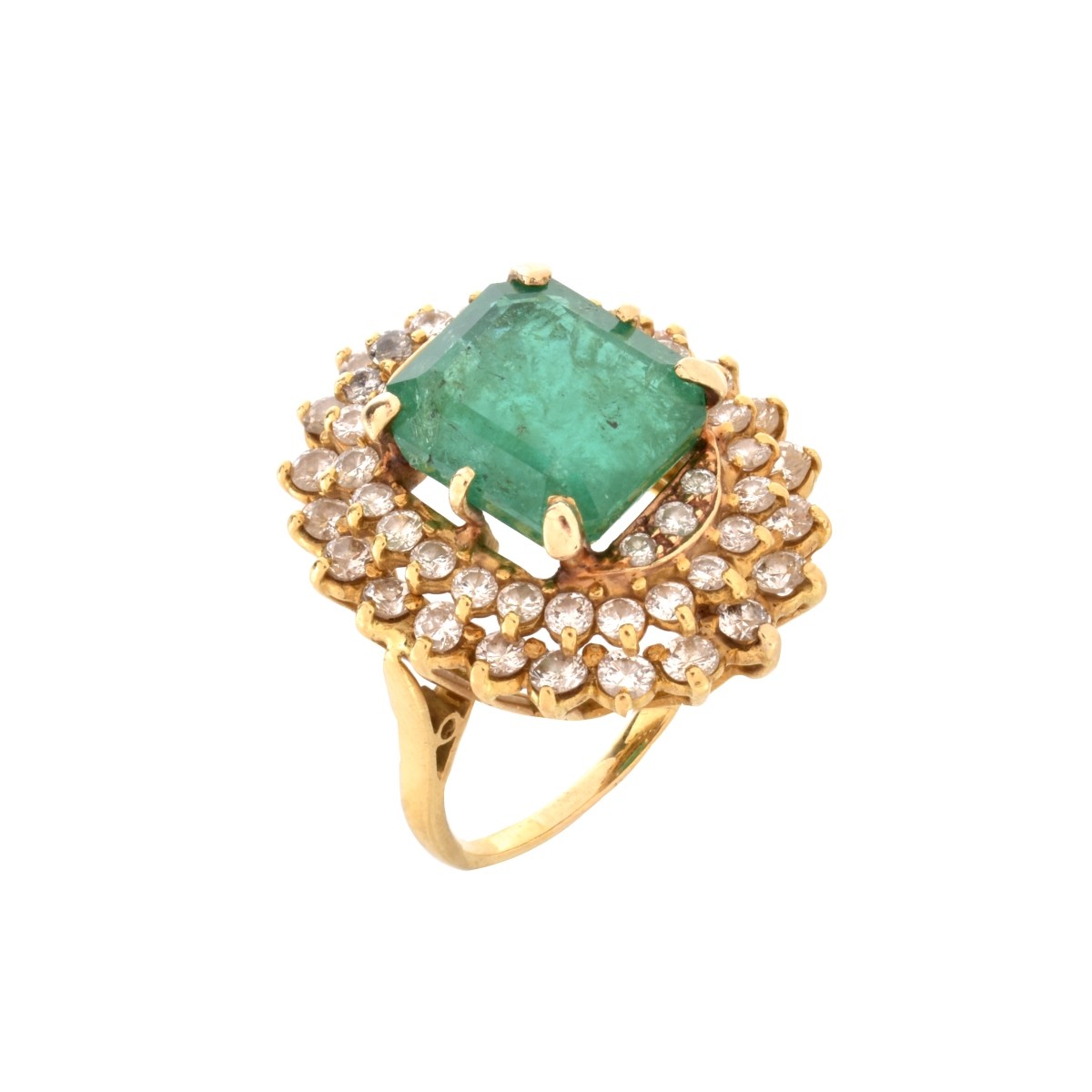 Emerald, Diamond and 18K Ring