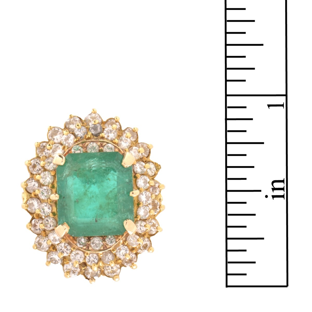 Emerald, Diamond and 18K Ring