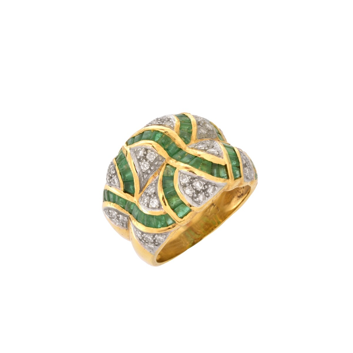 Emerald, Diamond and 18K Ring