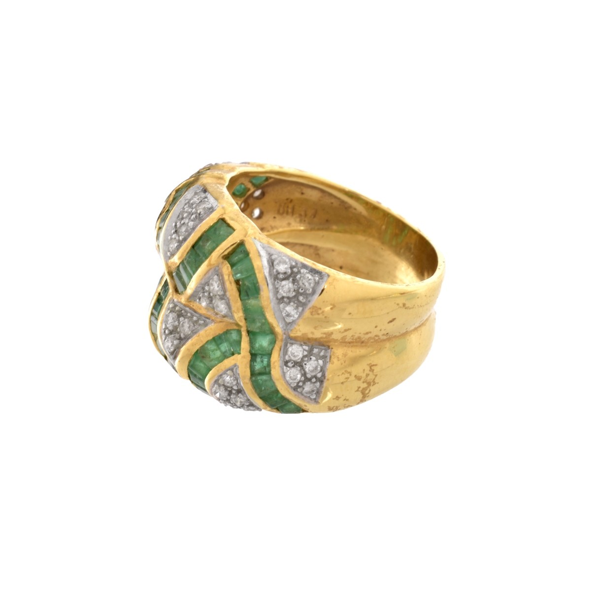 Emerald, Diamond and 18K Ring