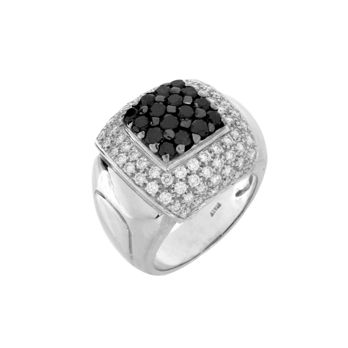 Black and White Diamond and 18K Ring