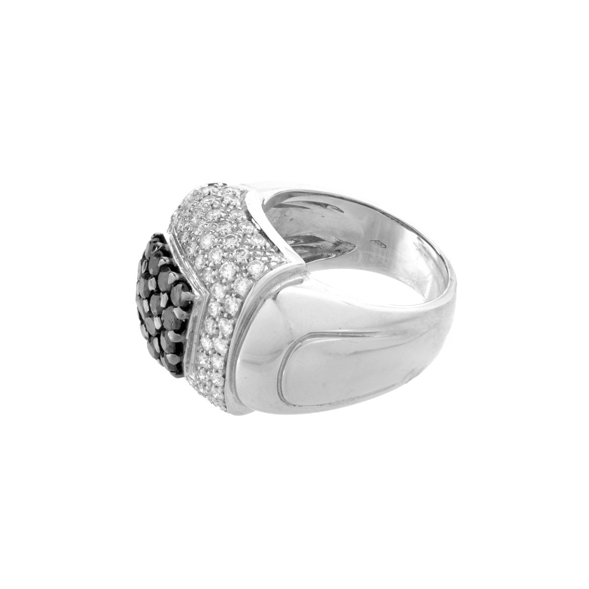 Black and White Diamond and 18K Ring